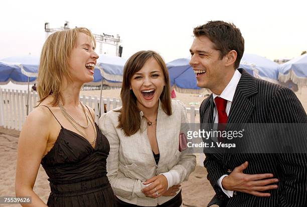 Caroline Carver, Rachael Leigh Cook and Kenny Doughty at the Le Plage Goeland in Cannes, France.