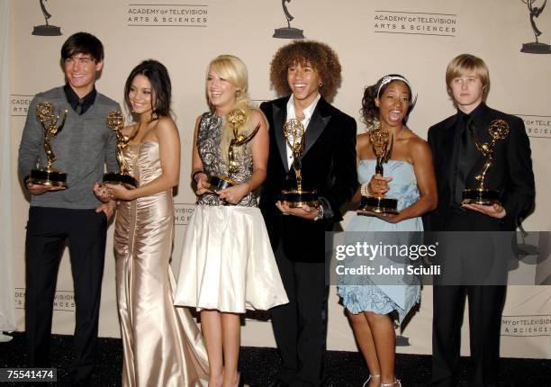 Zac Efron, Vanessa Anne Hudgens, Ashley Tisdale, Corbin Bleu, Monique Coleman and Lucas Grabeel, winners Outstanding Children's Program for "High...