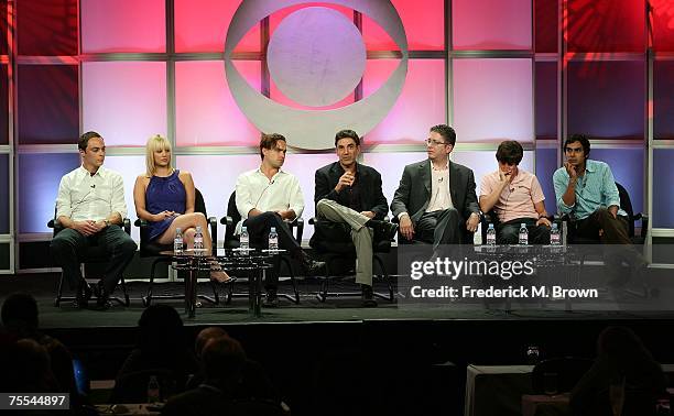 Actors Jim Parsons, Kaley Cuoco, Johnny Galecki, executive producers/co-creators Chuck Lorre, Bill Prady, actors Simon Helberg, and Kunal Nayyar...