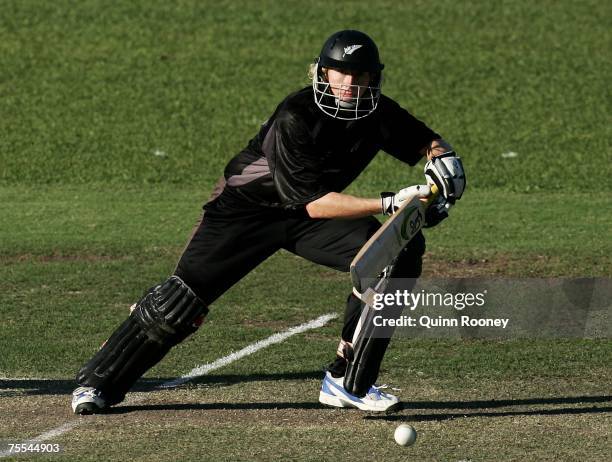 Haidee Tiffen of New Zealand plays a shot on the off side during the Twenty20 match between the Australian Southern Stars and the New Zealand White...