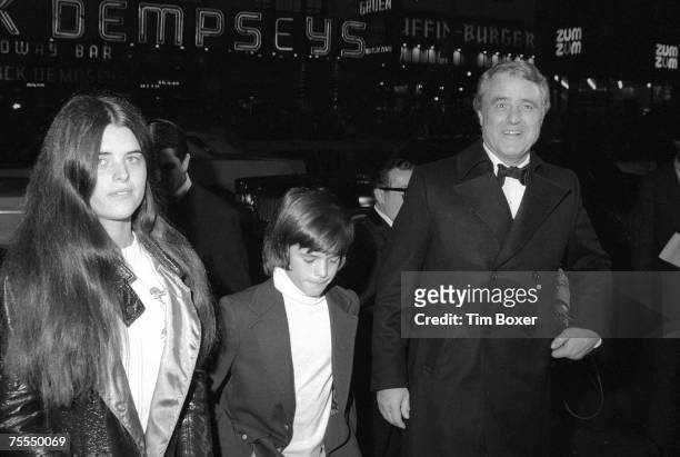 American politician and ambassador Sargent Shriver and two of his children, Maria and Timothy , attend the premiere of the film version of 'Fiddler...