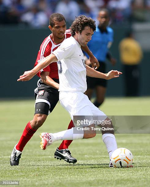 Michael Parkhurst sends the ball clear for USA. USA and Trinidad & Tobago met in the second game of a doubleheader in the first round of the CONCACAF...