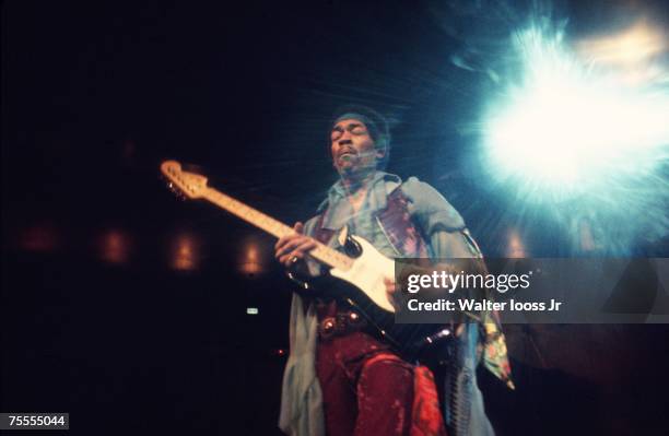 Jimi Hendrix performing at Madison Square Garden, New York City, 18th May 1969.