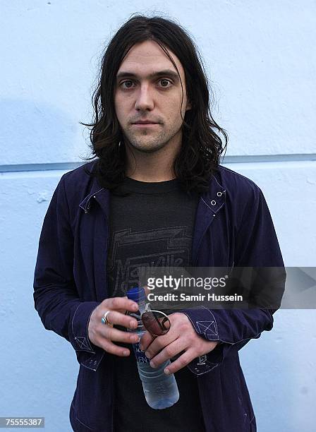 Conor Oberst of Bright Eyes poses backstage at the International Festival of Benicassim on July 19, 2007 in Benicassim, Spain. The festival attracts...