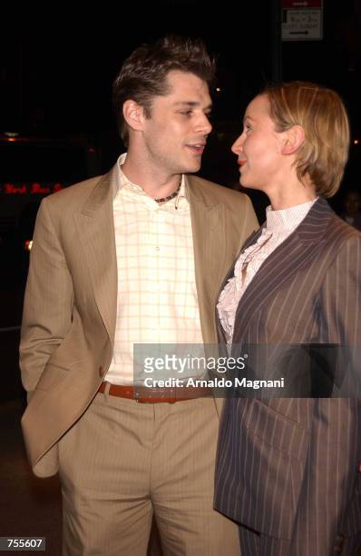 Actor Kenny Doughty and Caroline Corver attend the premiere of the film "Crush" April 1, 2002 in New York City.
