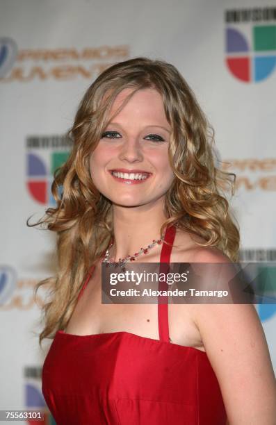 Ana Layevska poses in the press room during Premios Juventud at the Bank United Center on July 19, 2007 in Coral Gables, Florida.