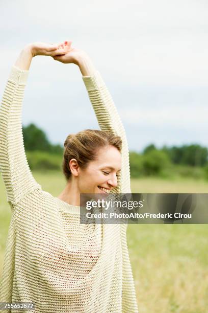 woman stretching, portrait - good posture stock pictures, royalty-free photos & images