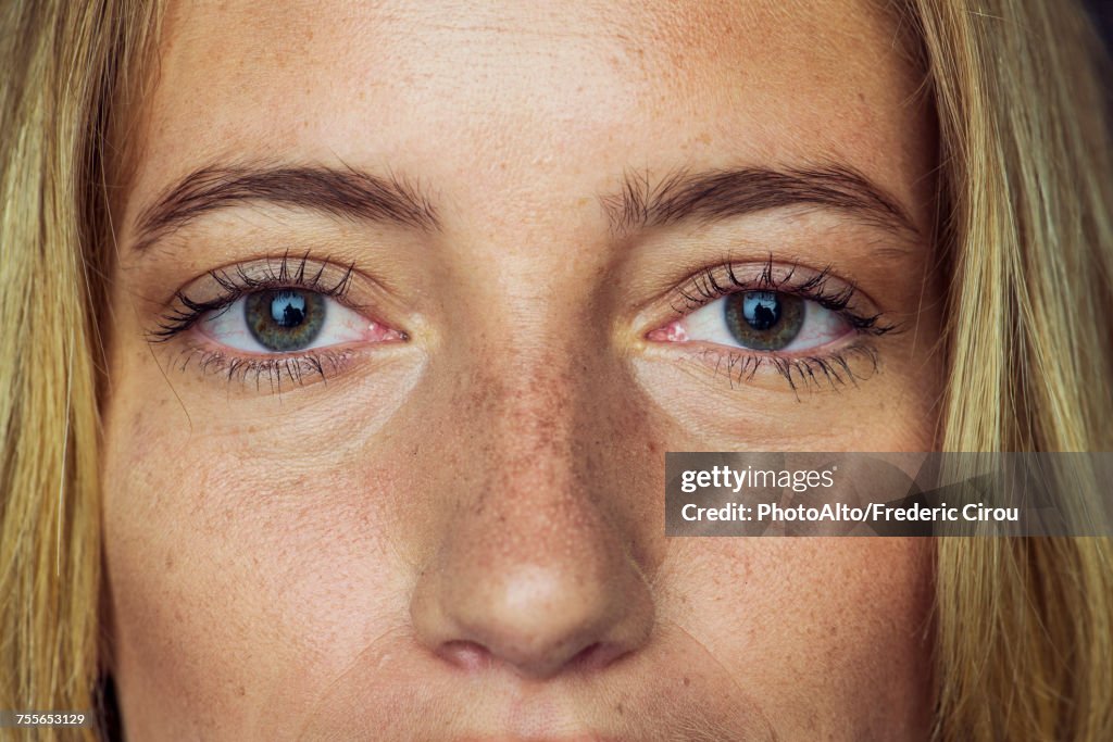 Close-up of young womans face and eyes