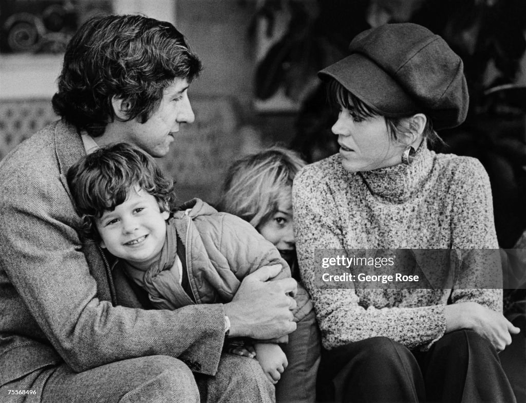 Actress Jane Fonda Poses With Tom Hayden & Kids