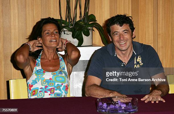 Monte Carlo - July 20th: HSH Princess Stephanie of Monaco and Singer Patrick Bruel Pose for Photographers for the 2007 Annual FightAids Monaco Gala...