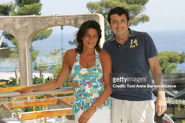 Monte Carlo - July 20th: HSH Princess Stephanie of Monaco and Singer Patrick Bruel Pose for Photographers for the 2007 Annual FightAids Monaco Gala...