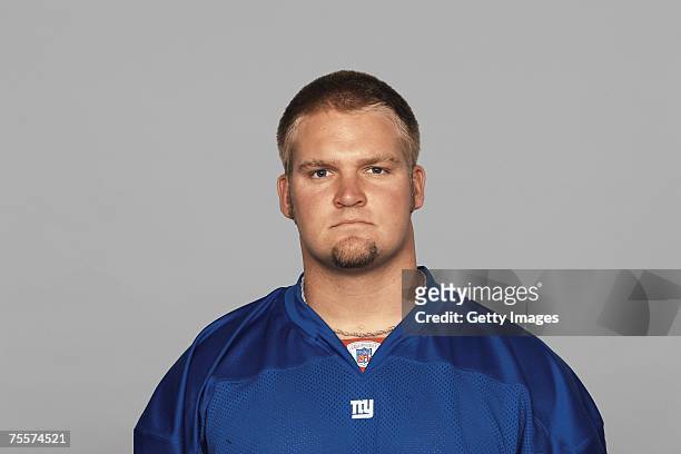 Adam Koets of the New York Giants poses for his 2007 NFL headshot at photo day in East Rutherford, New Jersey.