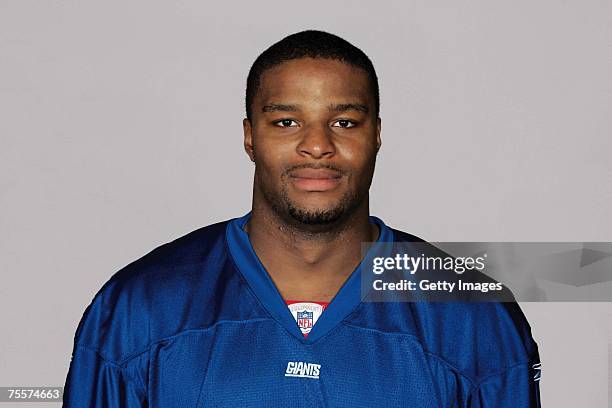 Osi Umenyiora of the New York Giants poses for his 2007 NFL headshot at photo day in East Rutherford, New Jersey.