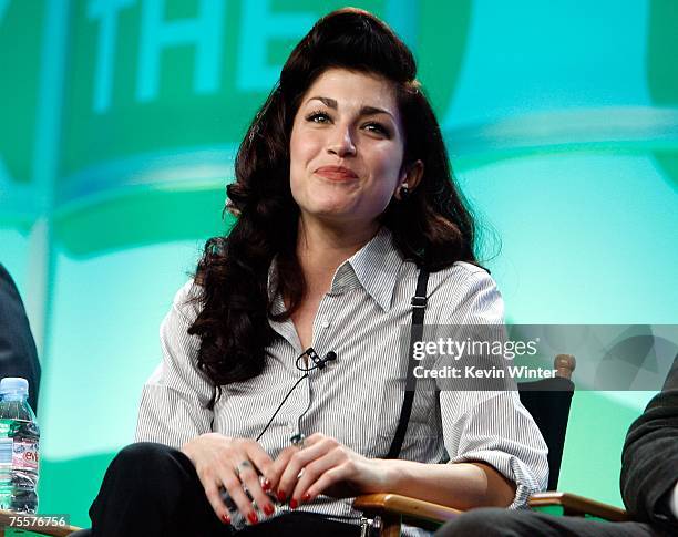 Host Stevie Ryan speaks for the television show "CW Now" during the CW portion of the Television Critics Association Press Tour at the Beverly Hilton...