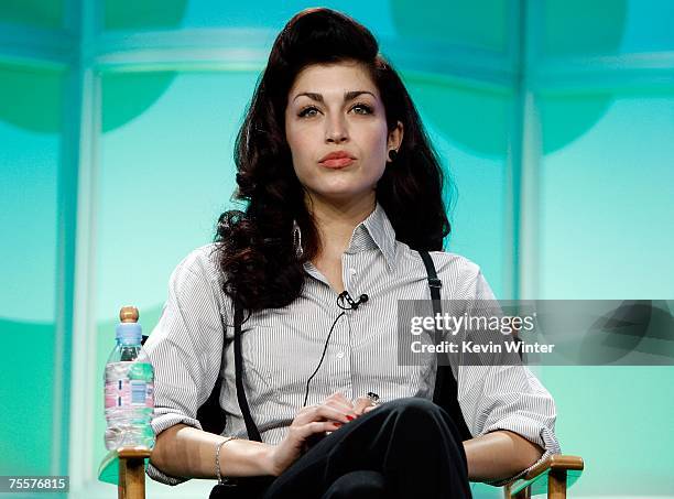 Host Stevie Ryan speaks for the television show "CW Now" during the CW portion of the Television Critics Association Press Tour at the Beverly Hilton...