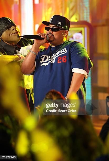 Rapper Down Aka Kilo performs onstage during MTV's Mi Total Request Live at the MTV Times Square Studios on July 17, 2007 in New York City.