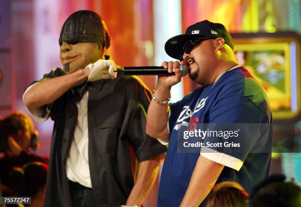 Rapper Down Aka Kilo performs onstage during MTV's Mi Total Request Live at the MTV Times Square Studios on July 17, 2007 in New York City.