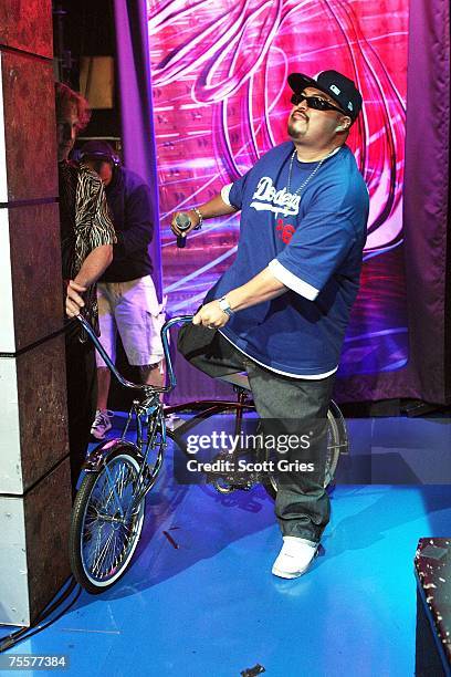 Rapper Down Aka Kilo appears onstage during MTV's Mi Total Request Live at the MTV Times Square Studios on July 17, 2007 in New York City.