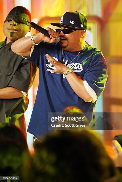 Rapper Down Aka Kilo performs onstage during MTV's Mi Total Request Live at the MTV Times Square Studios on July 17, 2007 in New York City.