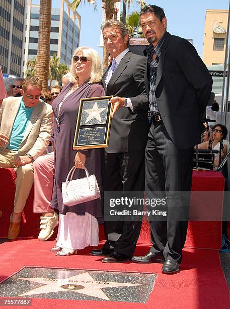 Christian Gudegast, Dale Gudegast and Actor Eric Braeden attend the Eric Braeden Walk of Fame Star Ceremony held on Hollywood Boulevard on July 20,...