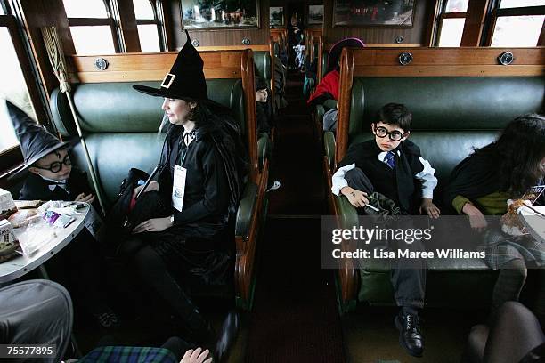 Harry Potter fans take a steam train from Sydney Central Station to a secret location for the much anticipated unveiling of the final novel by author...