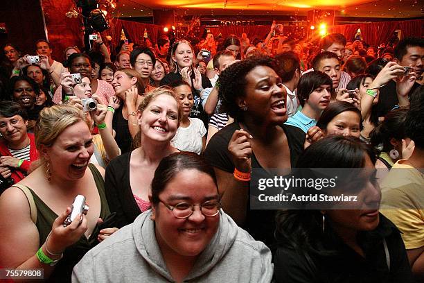 Excited Harry Potter fans enter Borders at Time Warner Center to celebrate the release of the book "Harry Potter And The Deathly Hallows" on July 20,...