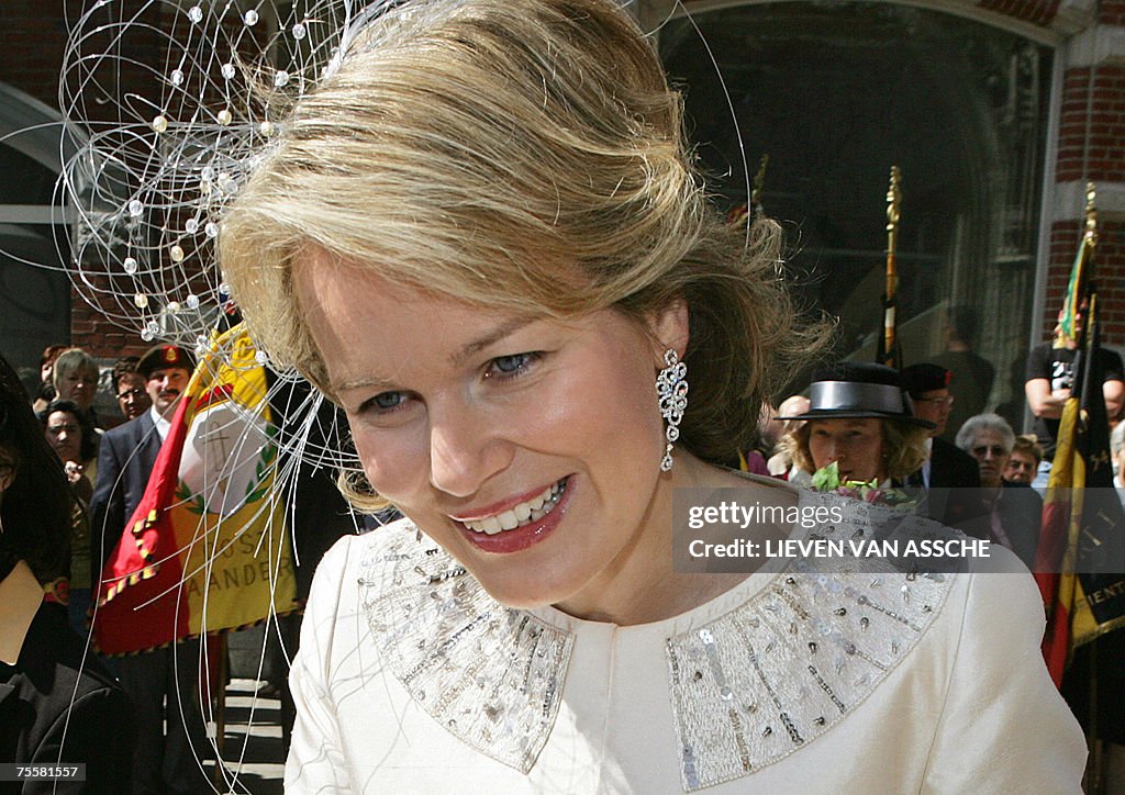 Princess Mathilde of Belgium arrives to...