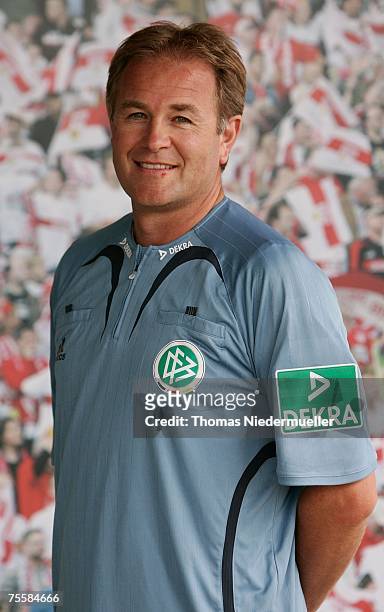 Helmut Fleischer is seen during the German Football Association Referee meeting and press conference on July 21, 2007 in Altensteig, Germany.