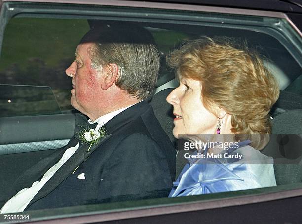 Andrew Parker Bowles and his wife Rosemary arrives at Camilla Duchess of Cornwall's 60th birthday at Highgrove on July 21 2007 in Tetbury, England.
