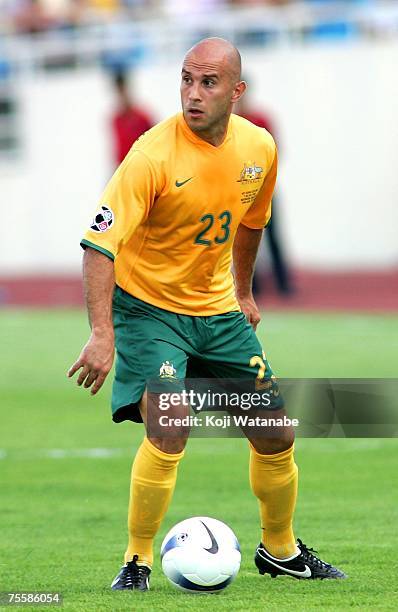 Mark Bresciano of Australia plays during the AFC Asian Cup 2007 Quarter Final between Japan and the Australian Socceroos at My Dinh National Stadium...