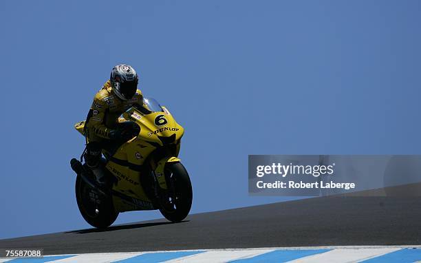 Makoto Tamada rides the Team Dunlop Yamaha during qualifying for the 2007 Red Bull U.S. Grand Prix, part of the MotoGP World Championships, at the...