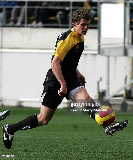 Tony Lochhead of the Phoenix in action during the A-League Pre-Season Cup match between the Wellington Phoenix and Sydney FC at Westpac Stadium July...