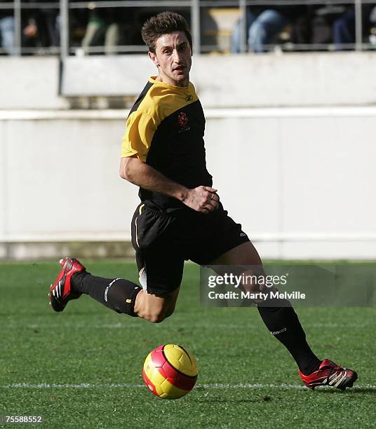 Michael Ferrante of the Phoenix in action during the A-League Pre-Season Cup match between the Wellington Phoenix and Sydney FC at Westpac Stadium...