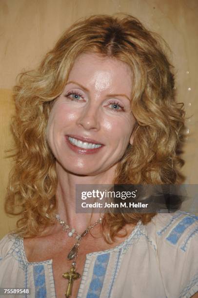Julianne Phillips attends the Ashley Collins Art Installation to Benefit the International Medical Corps on July 21, 2007 at the Fisher Estate in...