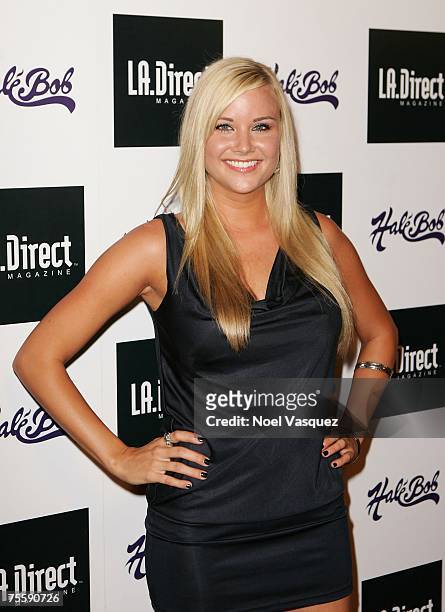 Model Kara Monaco arrives for the LA Direct Magazine expansion party at Republic on July 21, 2007 in West Hollywood, California.