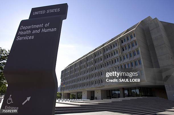 Washington, UNITED STATES: The US Department of Health and Human Services building is shown in Washington, DC, 21 July 2007. The department, which...