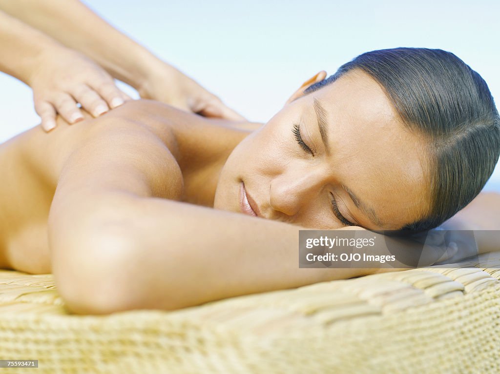 Woman getting a back massage