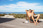 Man relaxing in a lounge chair