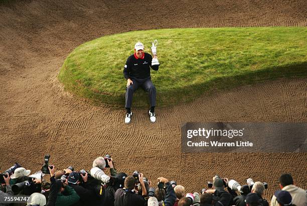 Padraig Harrington of Ireland is photographed with the Claret Jug after winning The 136th Open Championship at the Carnoustie Golf Club on July 22,...