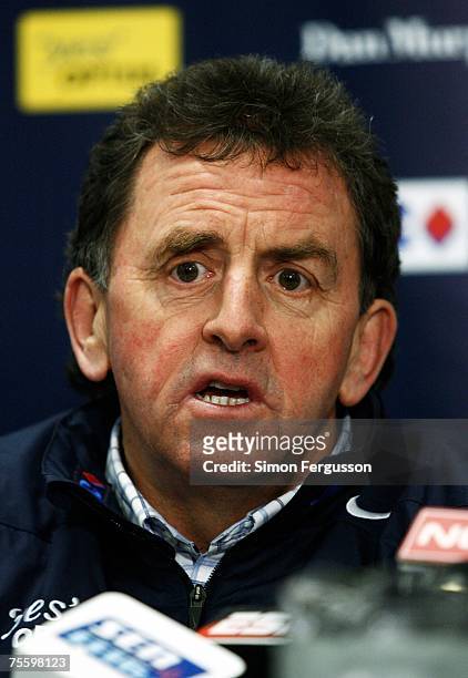 Denis Pagan speaks at a Carlton Blues AFL press conference at MC Labour Park on July 23, 2007 in Melbourne, Australia. Carlton today sacked Pagan as...