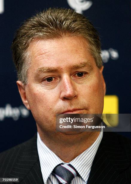 Carlton chief executive Greg Swann speaks at a Carlton Blues AFL press conference at MC Labour Park on July 23, 2007 in Melbourne, Australia. Carlton...