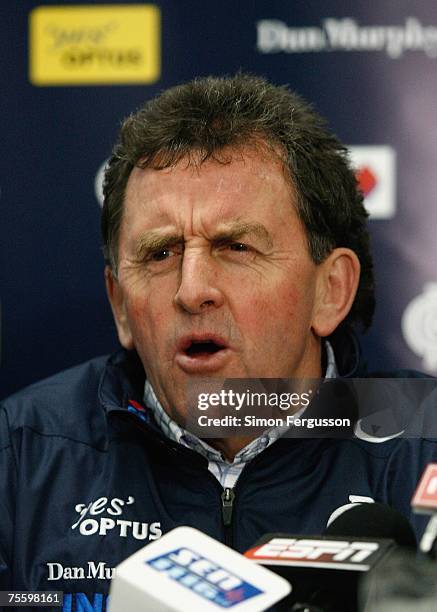 Denis Pagan, coach of the Carlton Blues, speaks at a Carlton Blues AFL press conference at MC Labour Park on July 23, 2007 in Melbourne, Australia....