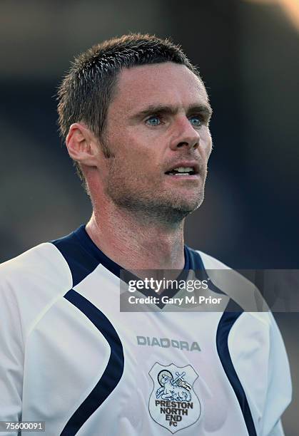 Graham Alexander of Preston North End in action during the Friendly match between Preston North End and Everton at Deepdale on July 18, 2007 in...