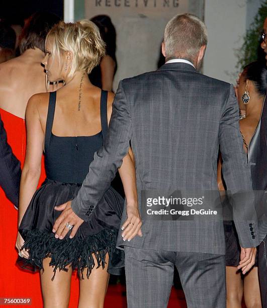 Singer Victoria Beckham and football star David Beckham arrive at the "Beckham Welcome To LA Party" at the Museum of Contemporary Art on July 22,...