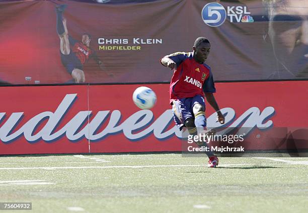 Freddy Adu of Real Salt Lake during a game between Real Salt Lake and FC Dallas at Rice-Eccles Stadium in Salt Lake City, Utah on Saturday, April 7,...