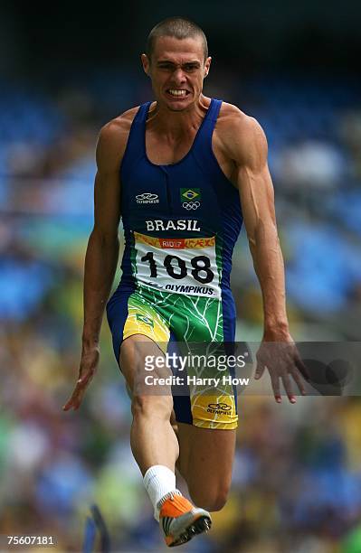 Carlos Chinin of Brazil competes in the Long Jump portion of the Decathlon event during the 2007 XV Pan American Games at the Joao Havelange Stadium...