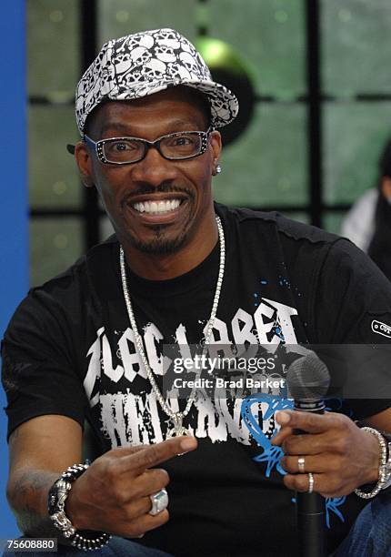 Comedian Charlie Murphy appears during taping of BET 106 & Park on July 23, 2007 in New York City.