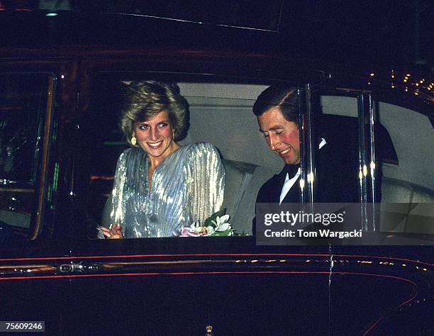 London June 1985 Princess Diana and Prince Charles at film premiere "A View To a Kill" at Odeon Leicester Square.