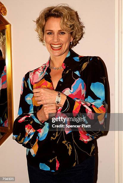 Actress Cady Huffman poses for photographers at the jewelery store The House of Harry Winston March 5, 2002 in New York City. Huffman was at the...