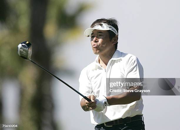 Joe Ozaki in action during the 2007 PGA Champion's TOUR Toshiba Classic at Newport Beach Country Club in Newport Beach, California on March 10, 2007.